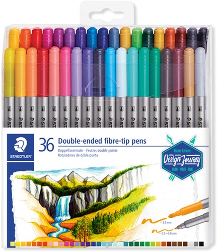 Kleurstift Staedtler 3200 dubbele punt fijn en ultrafijn etui à 36 kleuren