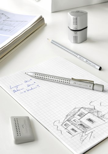 Puntenslijper Faber-Castell 2001 trio grip zilver-2