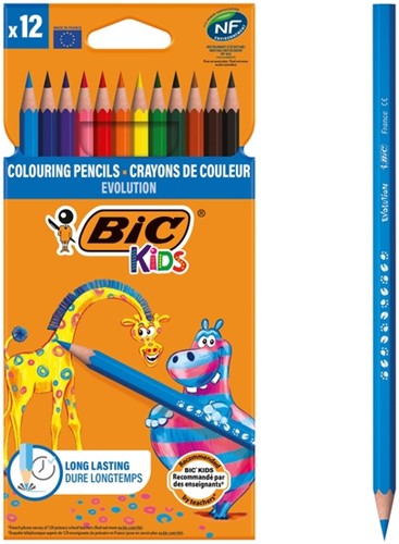 Kleurpotloden BicKids Evolution assorti etui à 12 stuks