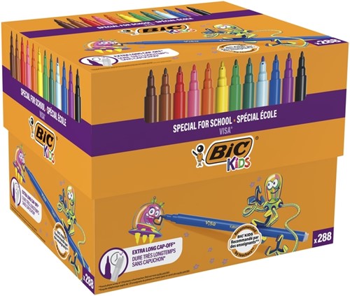 Kleurstiften BicKids visa fijn assorti schoolbox à 288 stuks