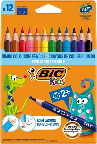 Kleurpotloden BicKids Evolution ecolutions triangle assorti 12 stuks
