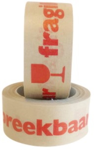 Waarschuwingstape IEZZY 50mmx50m 80% gerecycled papier bruin rood-3