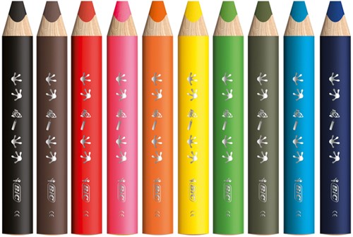 Kleurpotloden BicKids Multi Surface + puntenslijper assorti 10 stuks-2