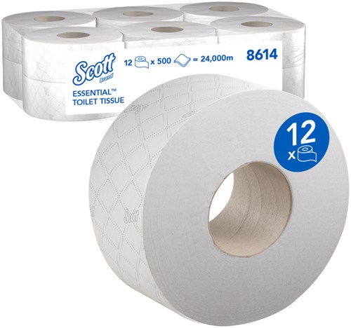 Toiletpapier Scott Essential Jumbo 2-laags 200m wit 8614