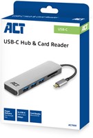 Hub ACT USB-C 3.0, 3x USB-A cardreader PD p-through-3