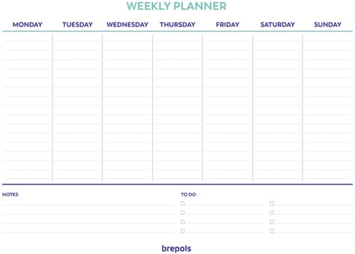 Planner Brepols Weekly A4 7dagen/1pagina horizontaal assorti-2