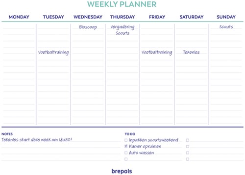 Planner Brepols Weekly A4 7dagen/1pagina horizontaal assorti-1
