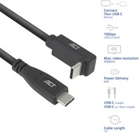 Kabel ACT USB-C standaard naar USB-C hoek boven/beneden 10Gbps 1m-2