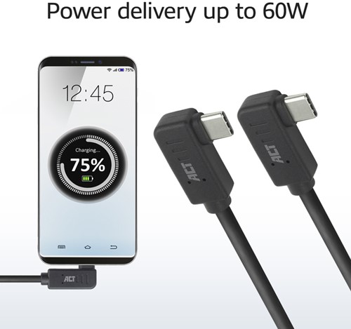 Kabel ACT USB-C hoek links/rechts 10Gbps 2m-2