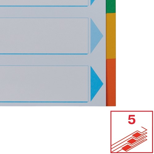 Tabbladen Esselte Standaard A4 5-delig karton 11-rings met voorblad assorti-5