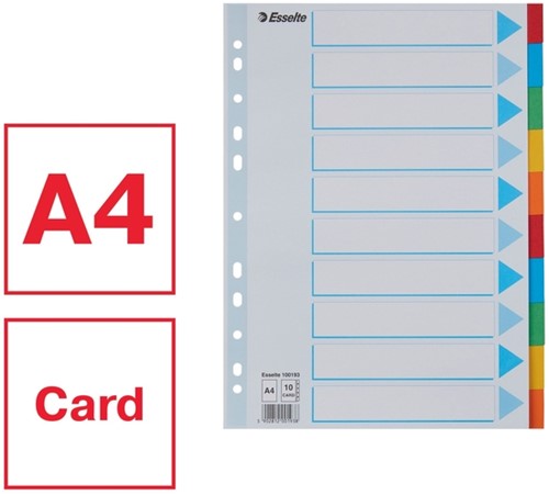 Tabbladen Esselte Standaard A4 10-delig karton 11-rings met voorblad assorti-2