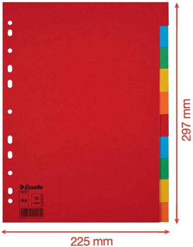 Tabbladen Esselte Economy A4 10-delig karton 11-rings assorti-3