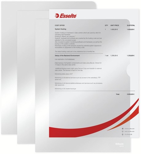 Insteekmap L-model Esselte standaard copy safe 0.11mm PP A4 glashelder 100 stuks-7