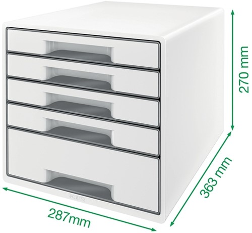 Ladenblok Leitz WOW CUBE A4 maxi 5 laden wit/grijs-2