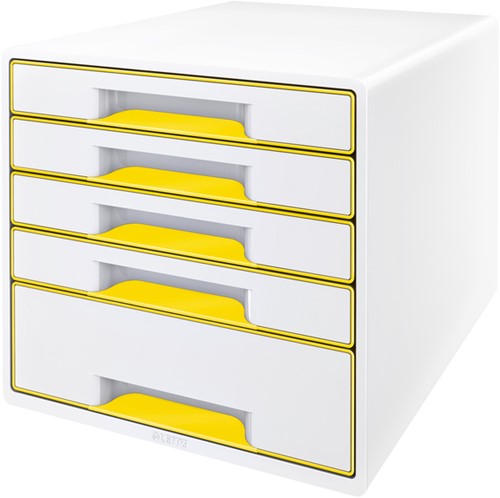 Ladenblok Leitz WOW CUBE 5 laden wit/geel