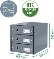 Ladenkast Leitz WOW Click & Store 3 laden gerecycled karton wit-1