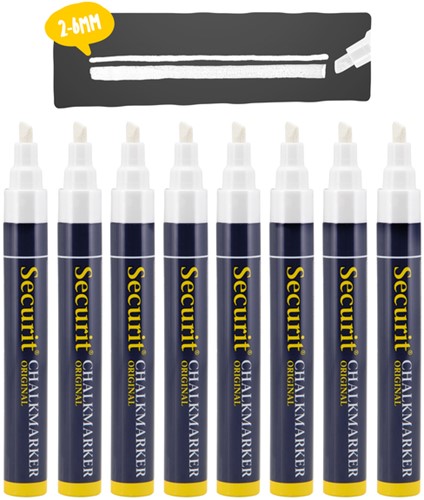Krijtstift Securit SMA-510 schuin wit 2-6mm blister à 8 stuks-2