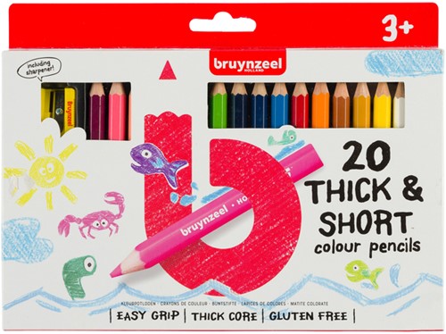 Kleurpotloden Bruynzeel Kids Thick & Short assorti 20 stuks