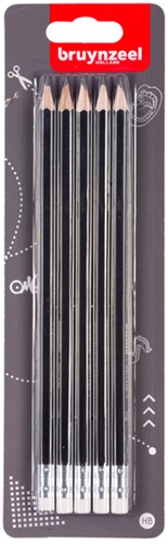Potlood Bruynzeel Teens HB met gum 5 stuks