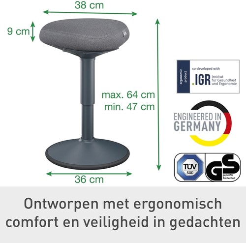 Actieve zitkruk Leitz Ergo met comfortzitting-3
