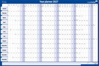 Jaarplanner 2027 Legamaster 90x60cm horizontaal gelamineerd Engelstalig