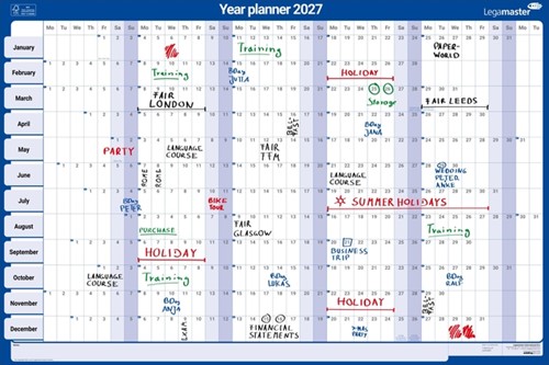 Jaarplanner 2027 Legamaster 90x60cm horizontaal gelamineerd Engelstalig-3