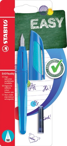 Vulpen STABILO Easybuddy rechts medium donkerblauw/lichtblauw blister