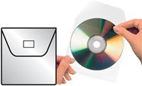 Cd/dvd Hoes Djois 127x127mm met klep zelfklevend transparant 100 stuks
