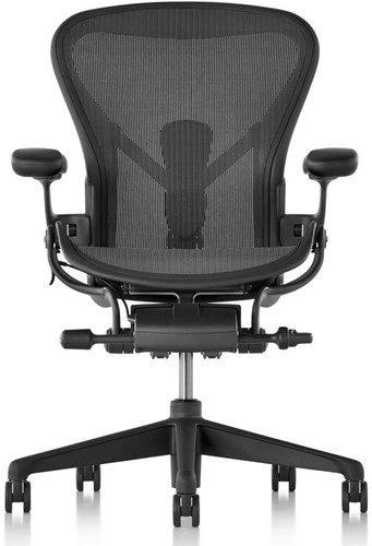 Herman Miller Aeron - Maat B - Graphite/Graphite - Harde wielen (Full Options)