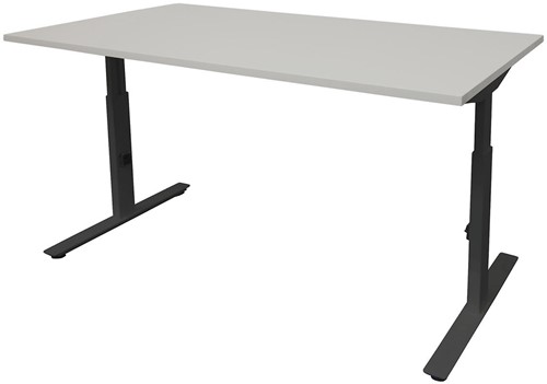 Bureau hoogte instelbaar - 140x80 - Lichtgrijs - Zwart