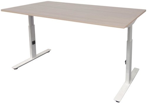Bureau hoogte instelbaar - 200x80 - Wit - Lindberg eiken