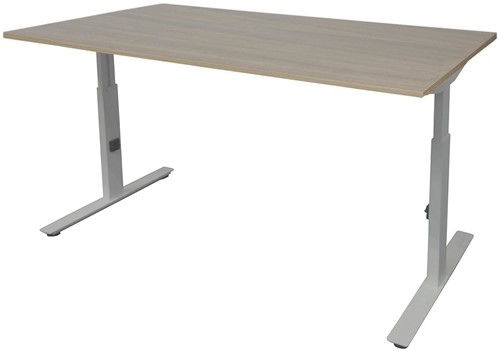 Bureau hoogte instelbaar - 180x80 - Aluminium - Robson eiken